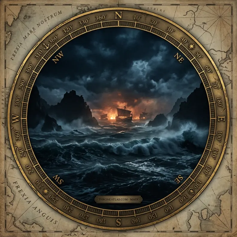 Aerial view of a stormy ocean wave &mdash; representing the Gullet strait between Dragonstone and the Stepstones where the Dance of the Dragons naval battle took place in 130 AC