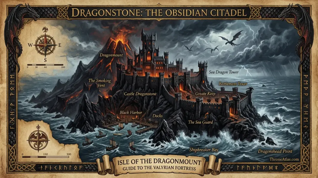 Stormy dark ocean waves crashing at night &mdash; evoking the Gullet strait during the Battle of the Gullet where Jacaerys Velaryon and his dragon Vermax died in 130 AC