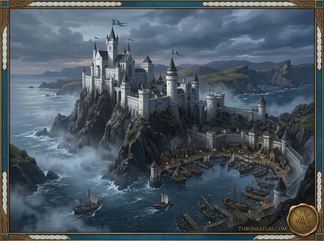 Driftmark island &mdash; the Velaryon sea castle in the Narrow Sea, essential to House Velaryon's naval power and central to the Dance of the Dragons in House of the Dragon