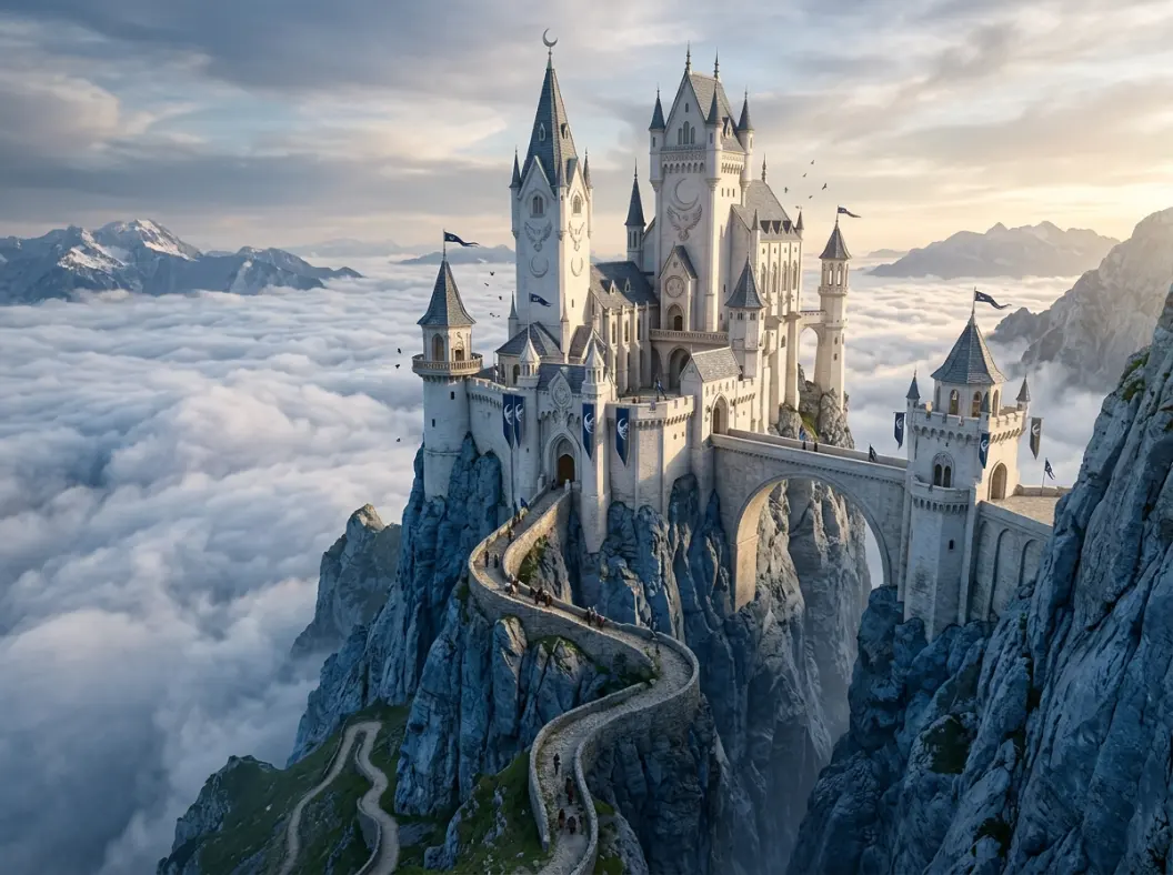 Mountain castle representing House Arryn and the Eyrie