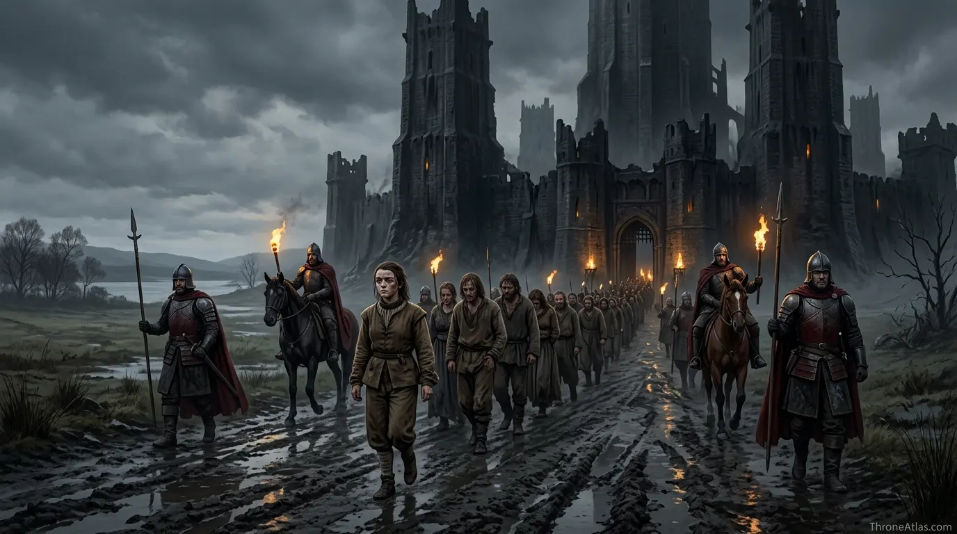 Arya Stark King&rsquo;s Road escape route image with old stone path