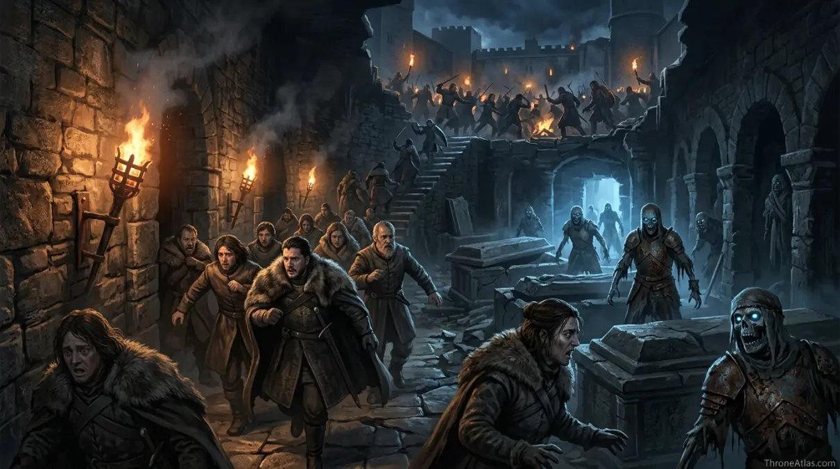 Winterfell crypts and courtyard route image for battle map