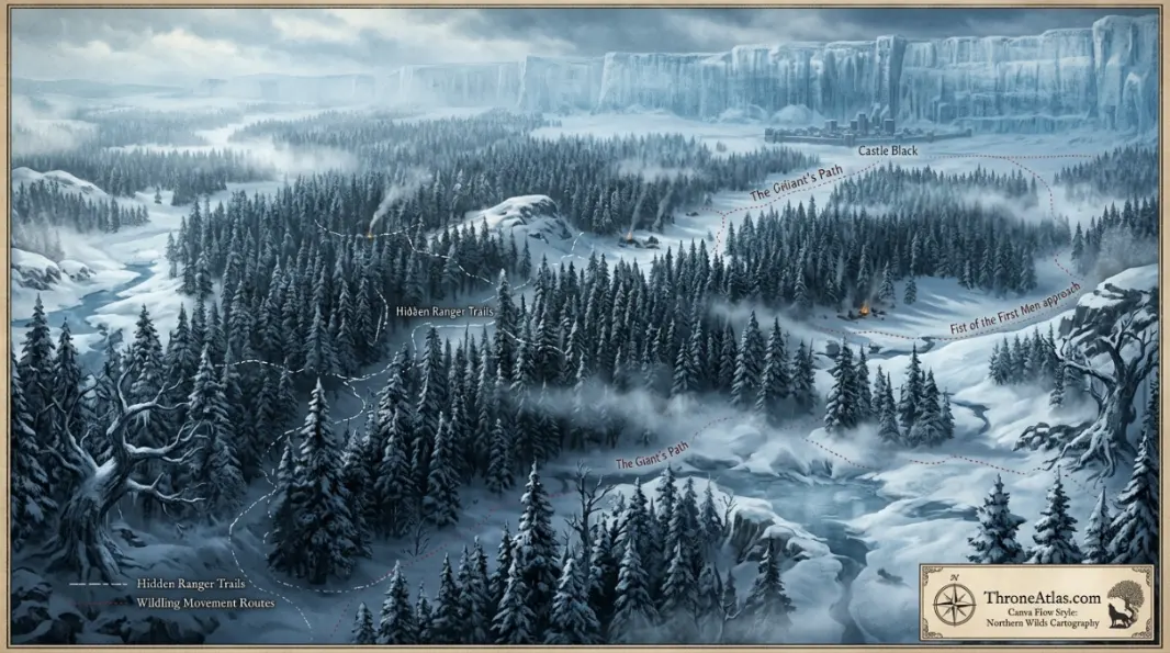 Beyond the Wall Map location image for Haunted Forest in ThroneAtlas guide