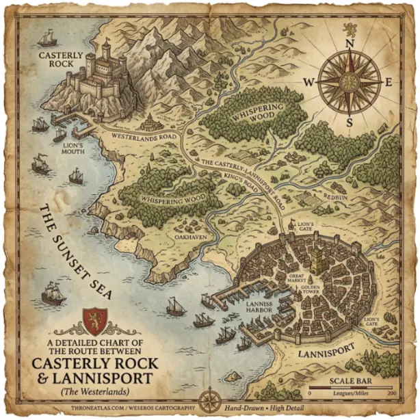 Casterly Rock Map round compass reference image for ThroneAtlas map guide