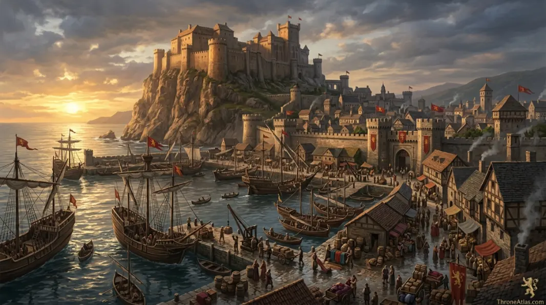 Casterly Rock Map route and travel corridor reference image in Westeros style