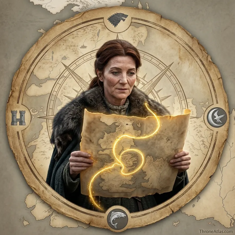 Catelyn Stark Journey Map compass rose for ThroneAtlas map guide