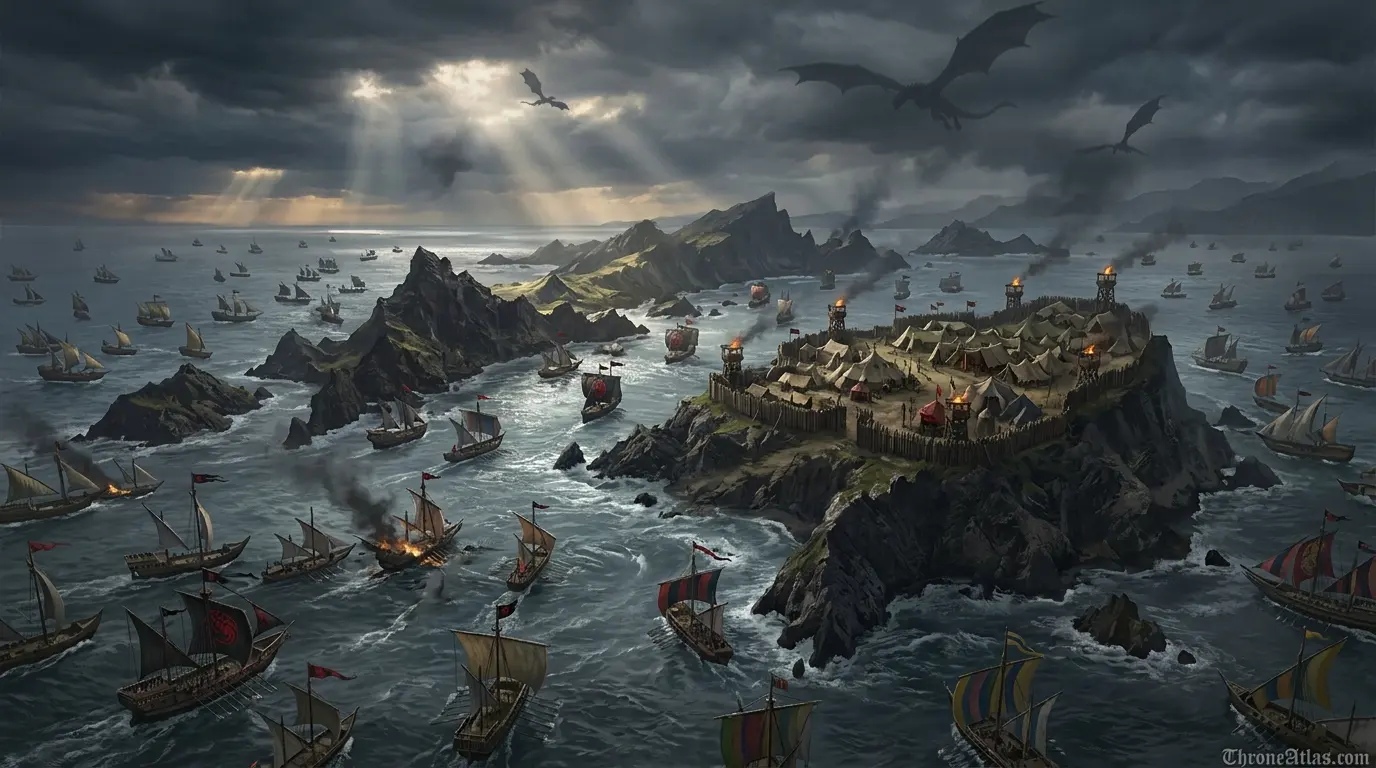 Daemon Targaryen Stepstones war route image with Narrow Sea atmosphere