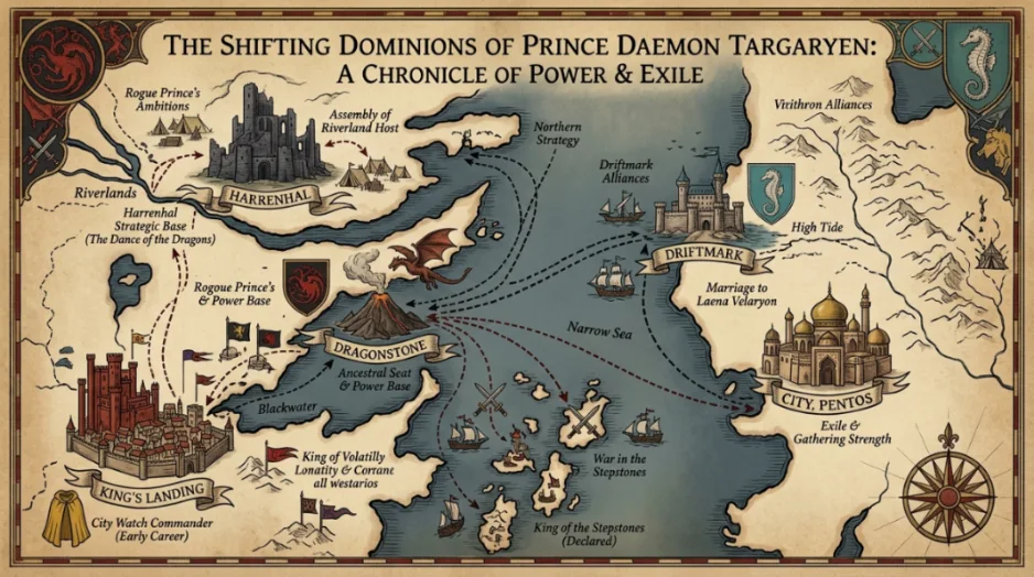 Harrenhal and Riverlands route mood image for Daemon Targaryen map