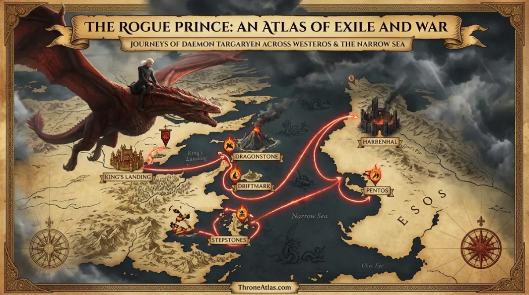 Daemon Targaryen Journey Map: Dragonstone, Stepstones & Harrenhal