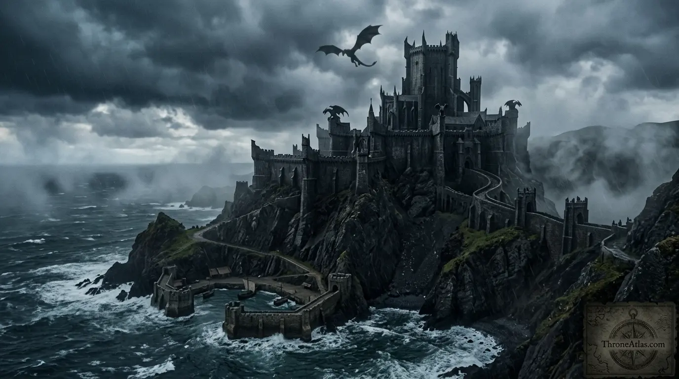 Dance of the Dragons map mood image showing dark mountains and dragon war atmosphere