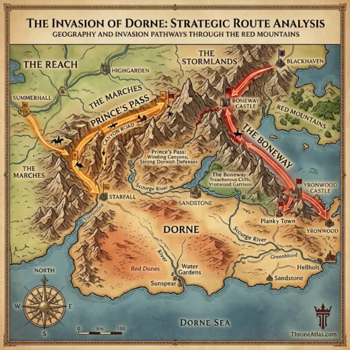 Dorne Map round compass reference image for ThroneAtlas map guide