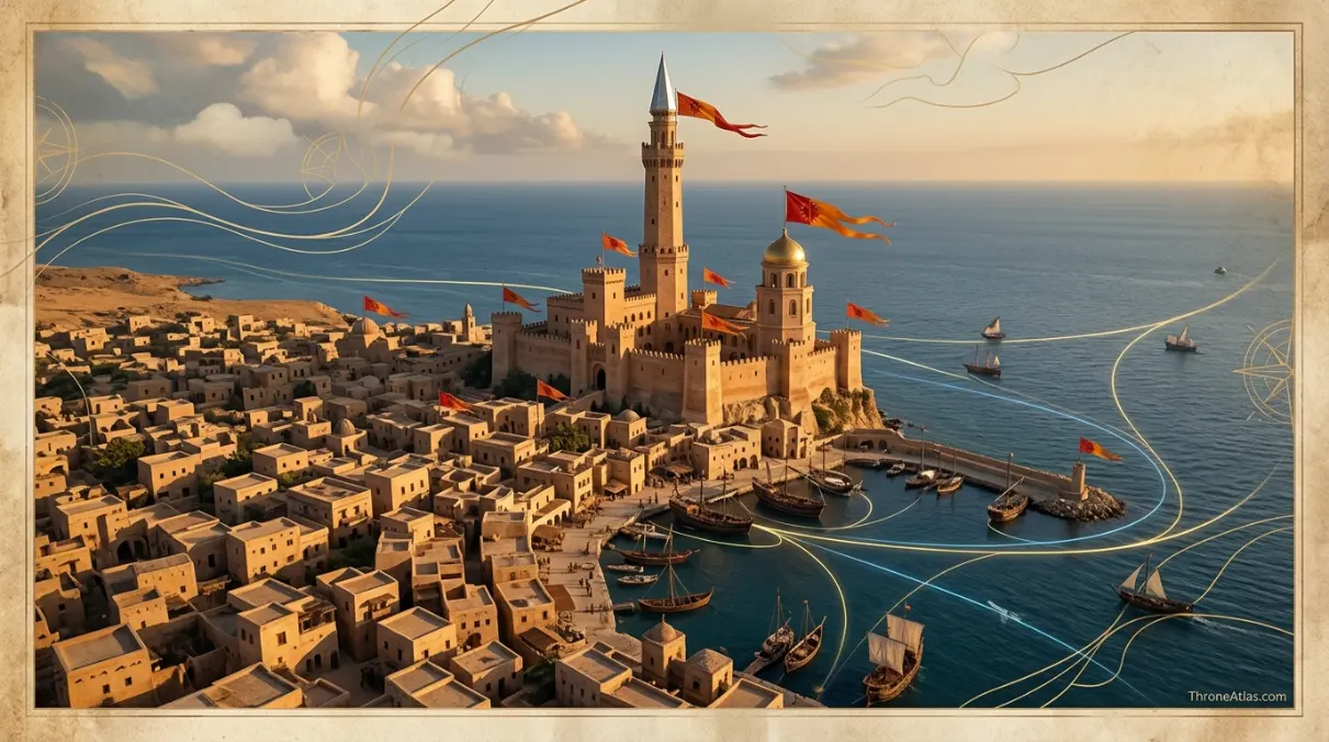 Dorne Map key location context image with medieval map atmosphere