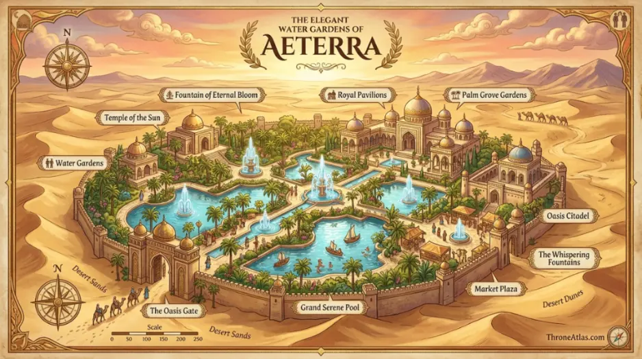 Dorne Map route and travel corridor reference image in Westeros style