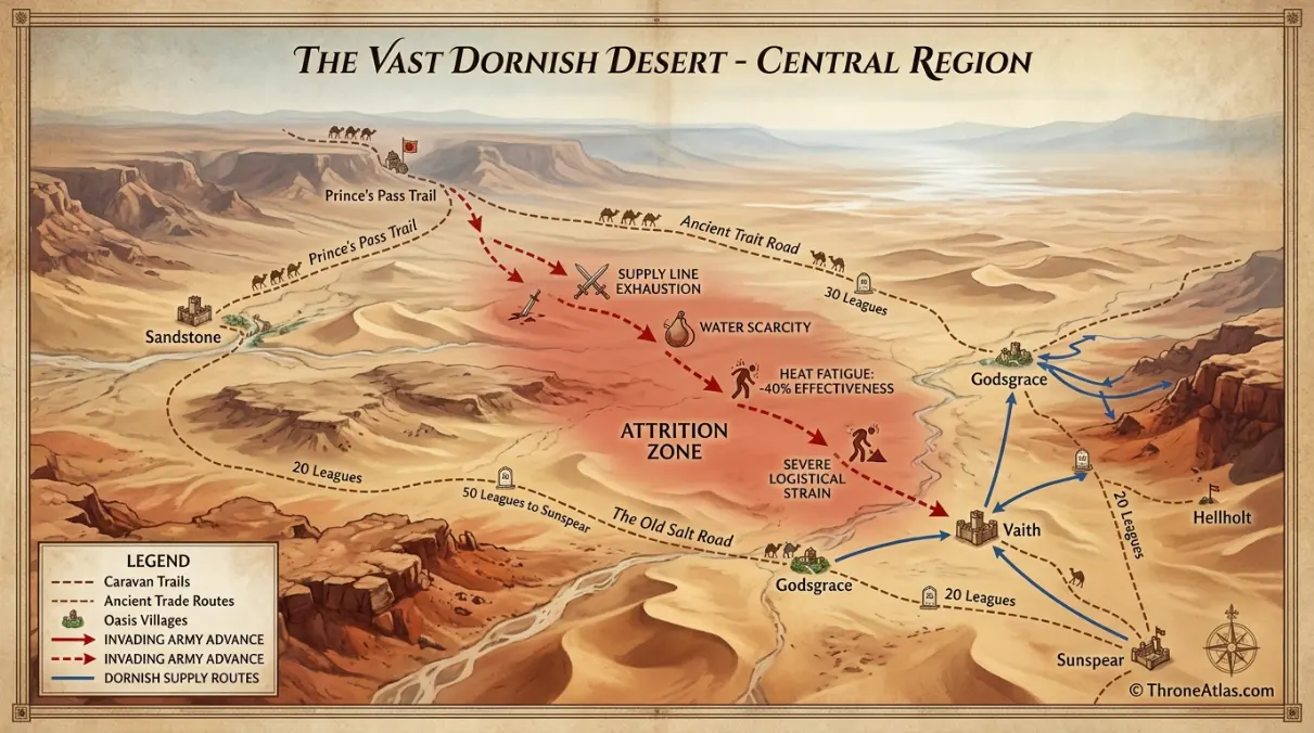 Dorne Map historical lore image with dark fantasy geography mood