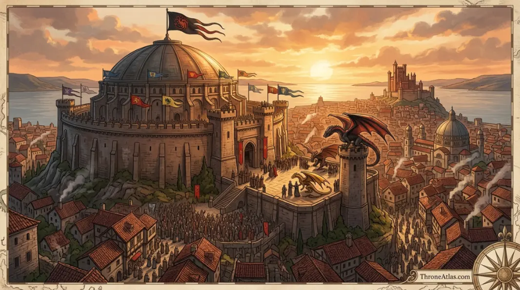 Dragonstone and Dragonmont night image for dragons of House of the Dragon map