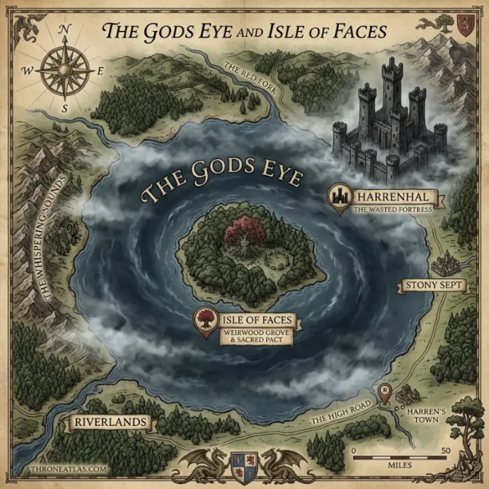 Harrenhal Map round compass reference image for ThroneAtlas map guide