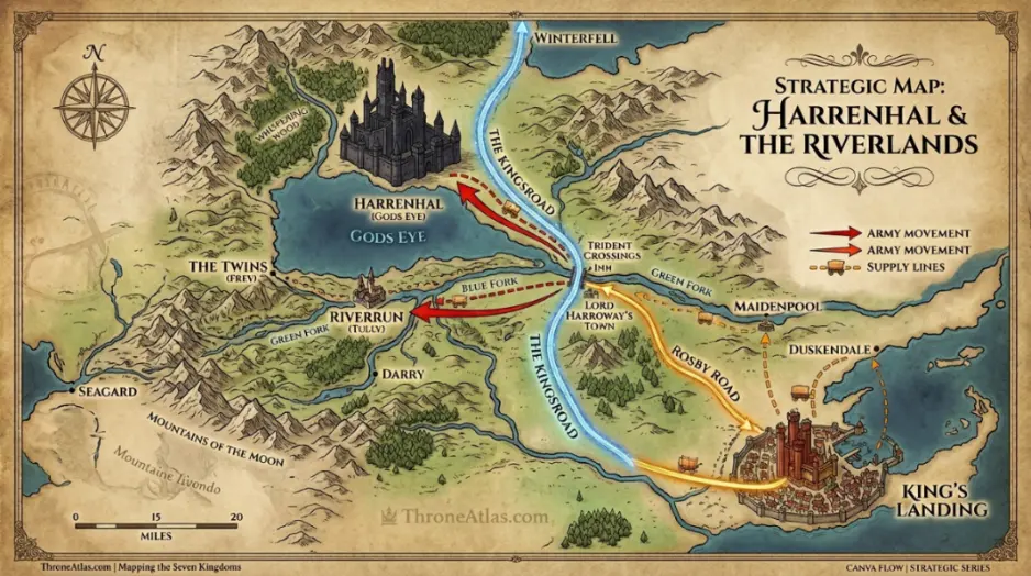 Harrenhal Map location image for Harrenhal Towers in ThroneAtlas guide