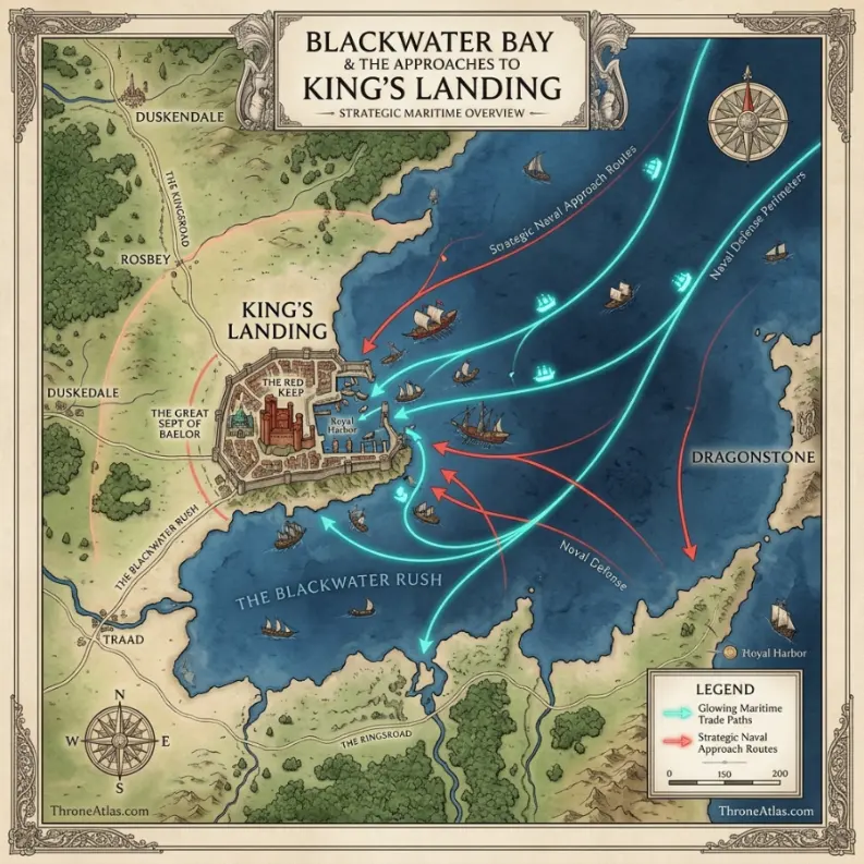 King&rsquo;s Landing Map round compass reference image for ThroneAtlas map guide