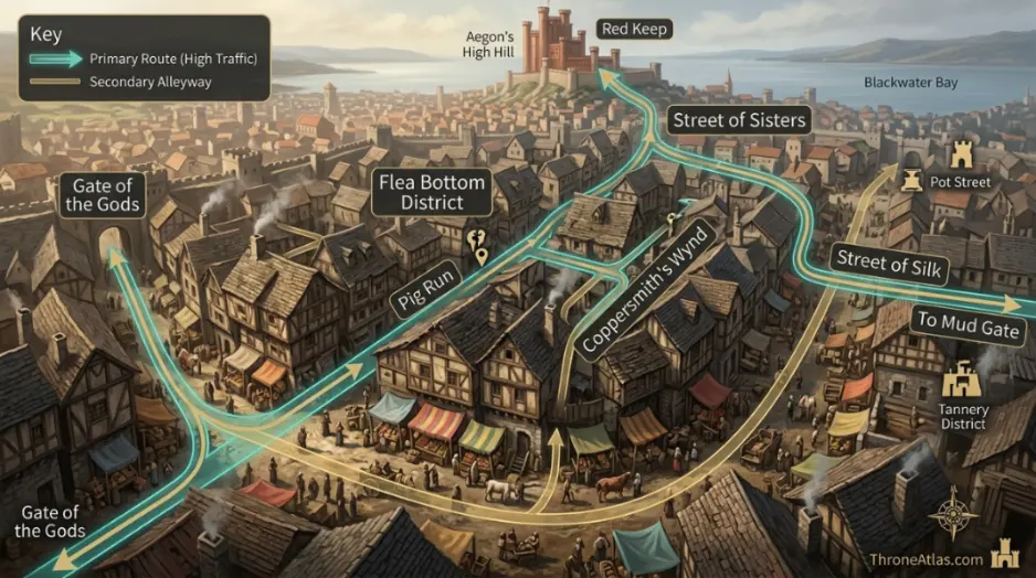 King&rsquo;s Landing Map key location context image with medieval map atmosphere
