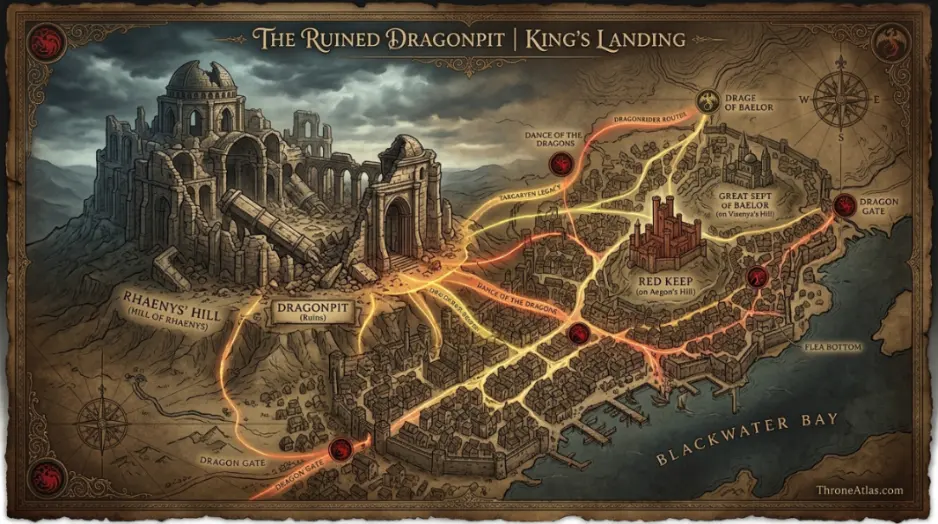 King&rsquo;s Landing Map route and travel corridor reference image in Westeros style