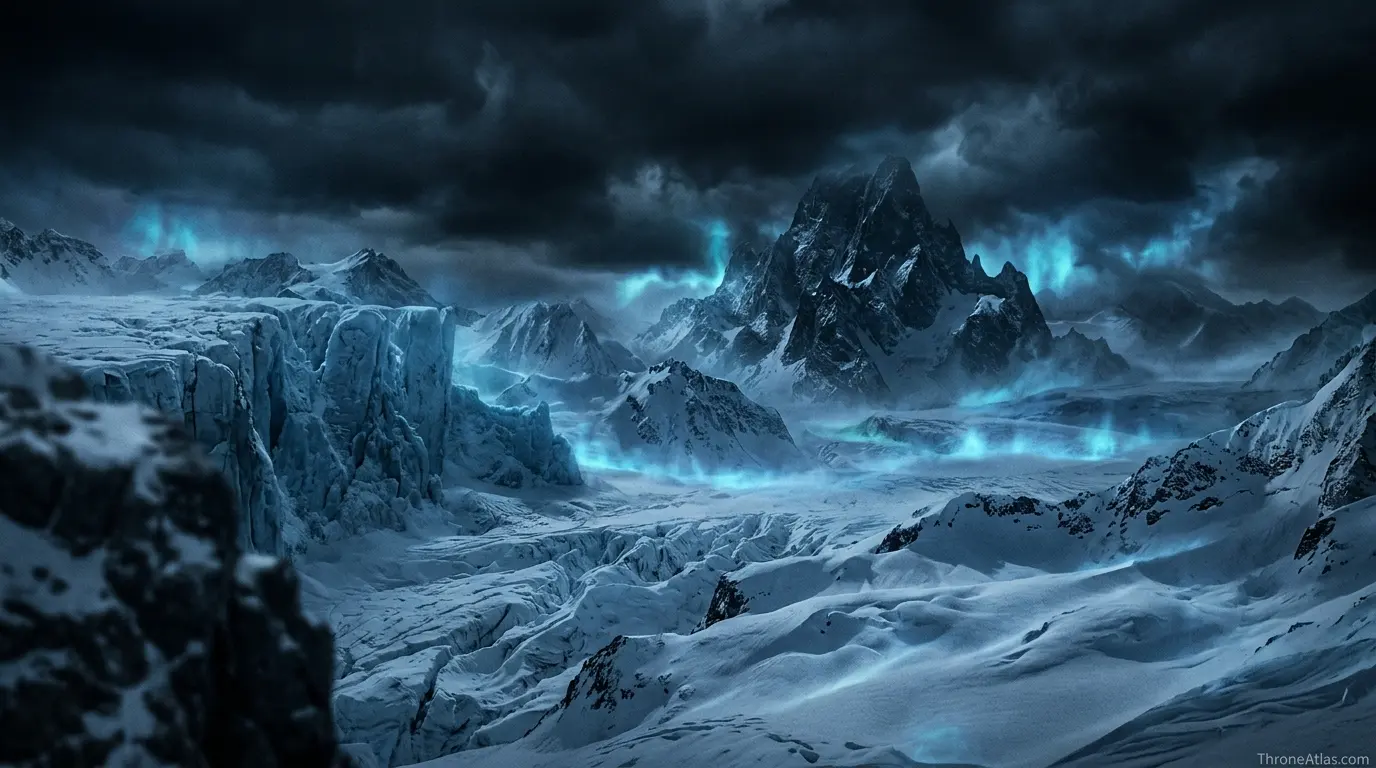 Long Night map mood image showing cold ancient mountains and winter darkness
