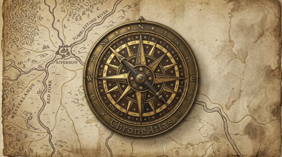 Riverrun Map cinematic atlas image for ThroneAtlas in dark gold style