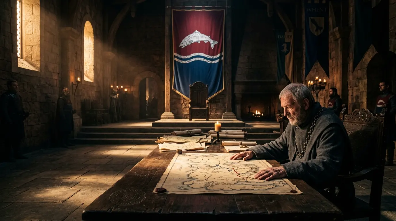 Riverrun Map key location context image with medieval map atmosphere