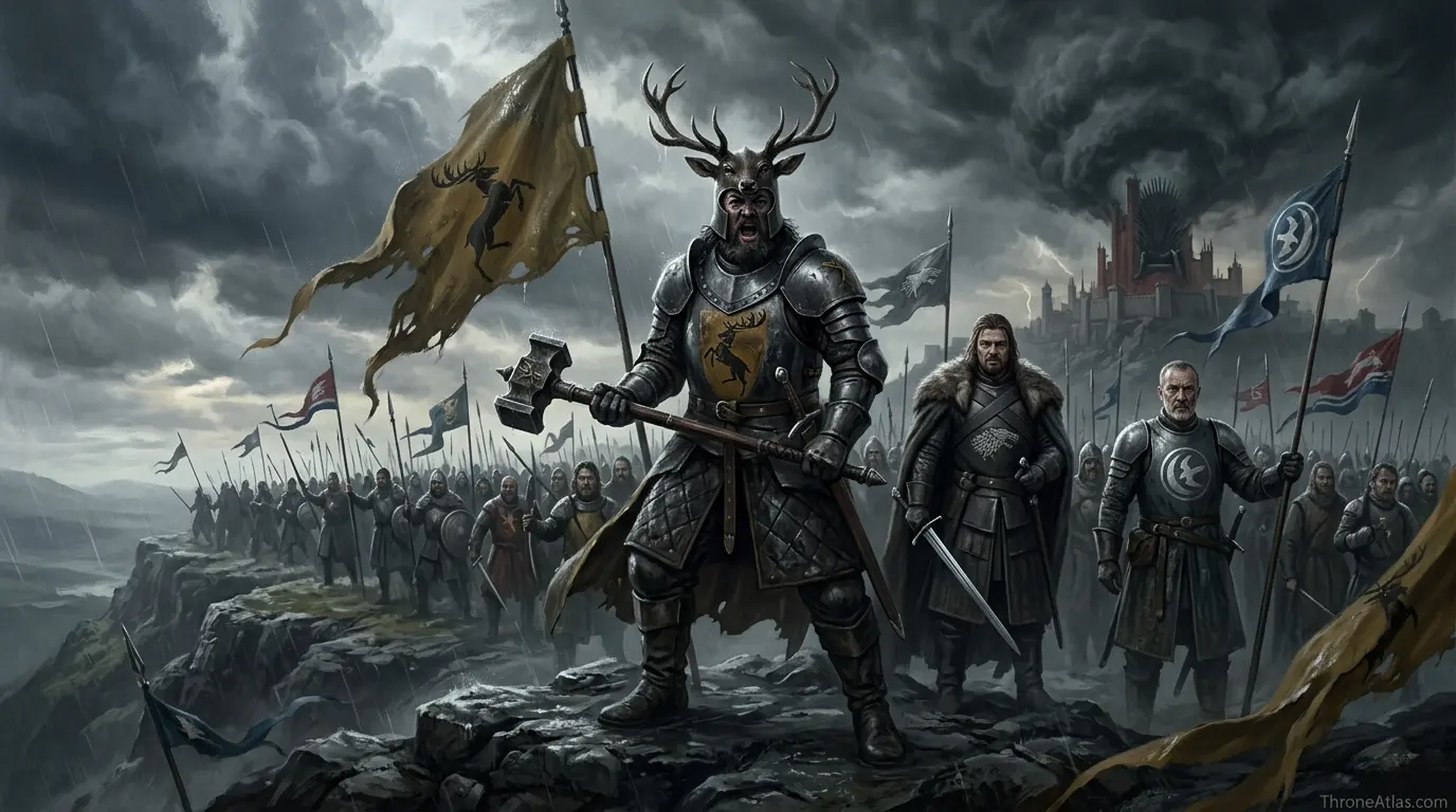 Robert&rsquo;s Rebellion map mood image showing stormy castle landscape and war route