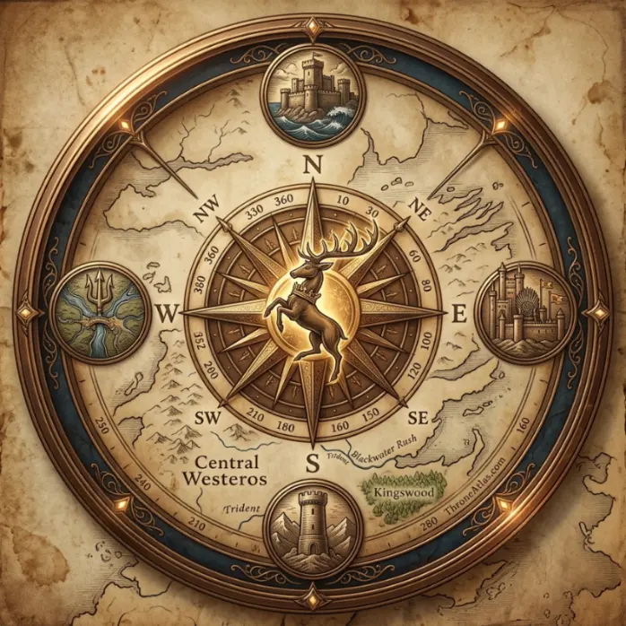 Robert&rsquo;s Rebellion Map compass rose for ThroneAtlas map guide