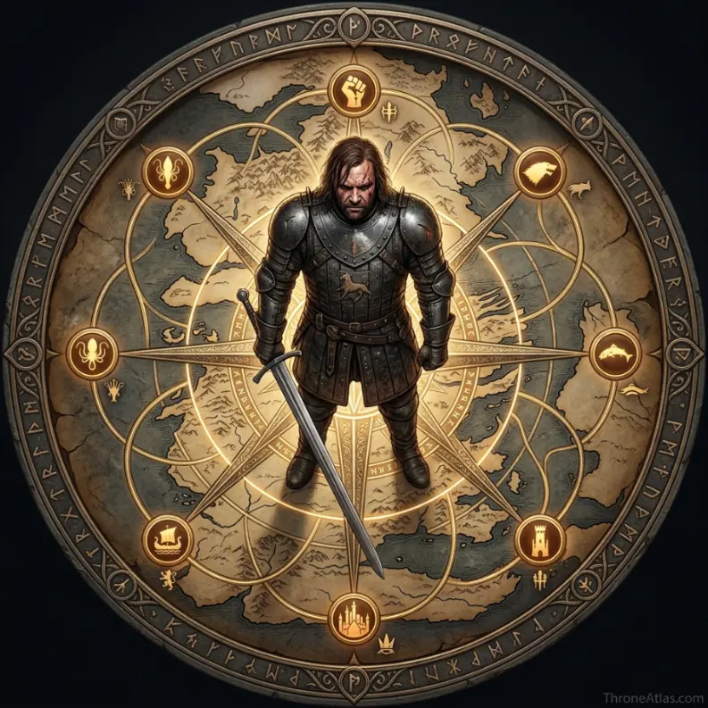 Sandor Clegane Journey Map compass rose for ThroneAtlas map guide