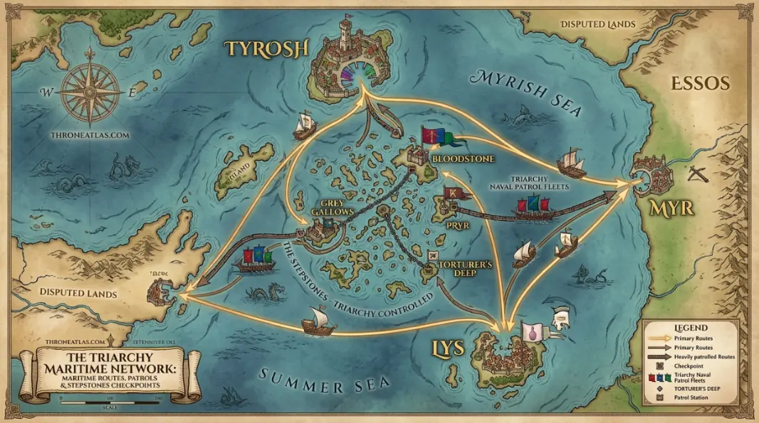 Narrow Sea route image for Stepstones map and Triarchy conflict