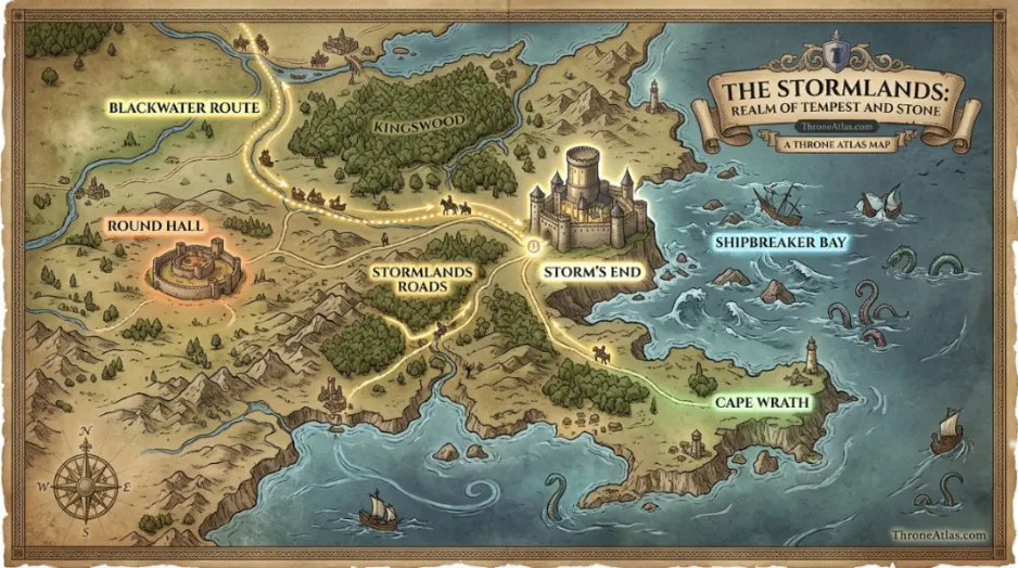 Storm&rsquo;s End Map location image for Storm&rsquo;s End in ThroneAtlas guide