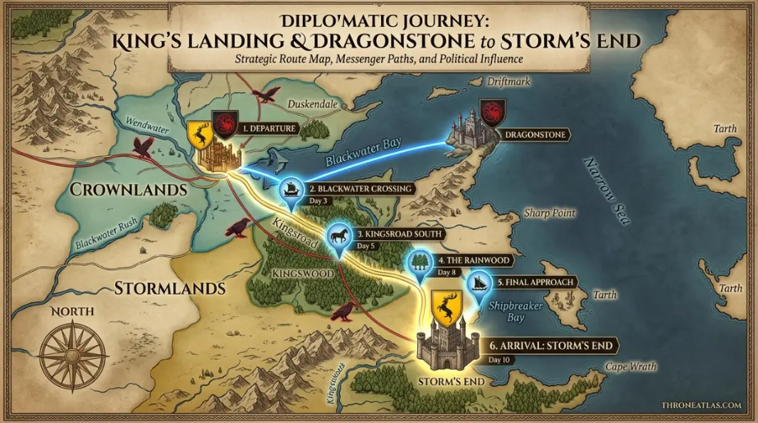 Storm&rsquo;s End Map key location context image with medieval map atmosphere
