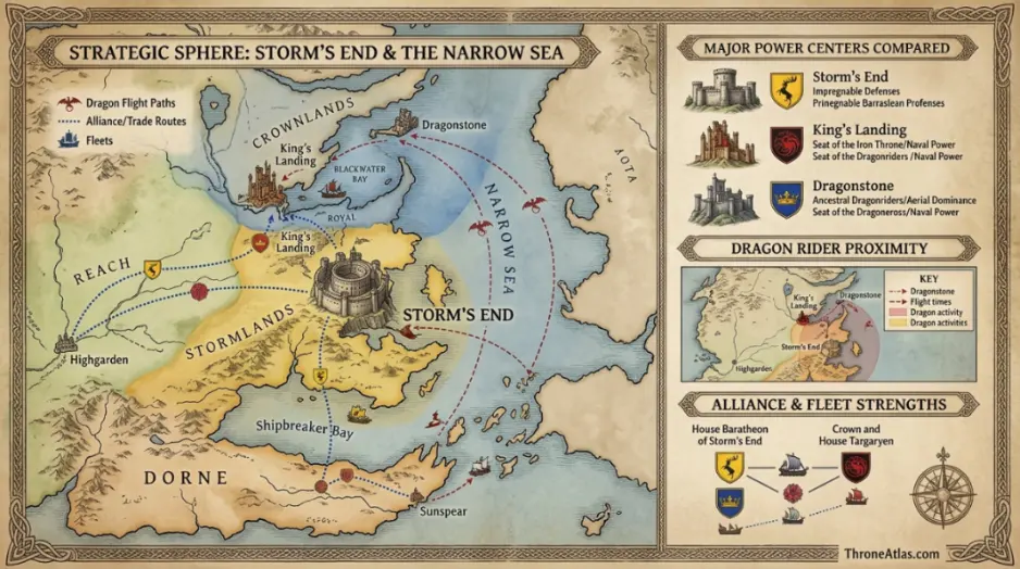 Storm&rsquo;s End Map route and travel corridor reference image in Westeros style