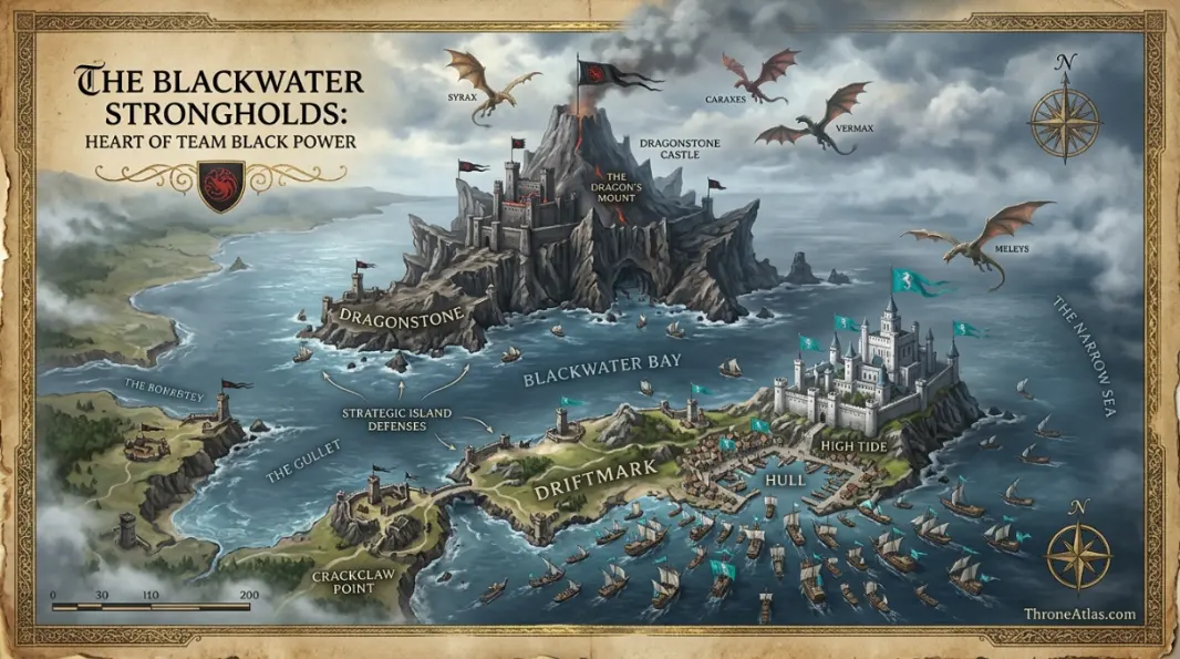 Team Black vs Team Green locations map mood image showing divided dark terrain and war routes