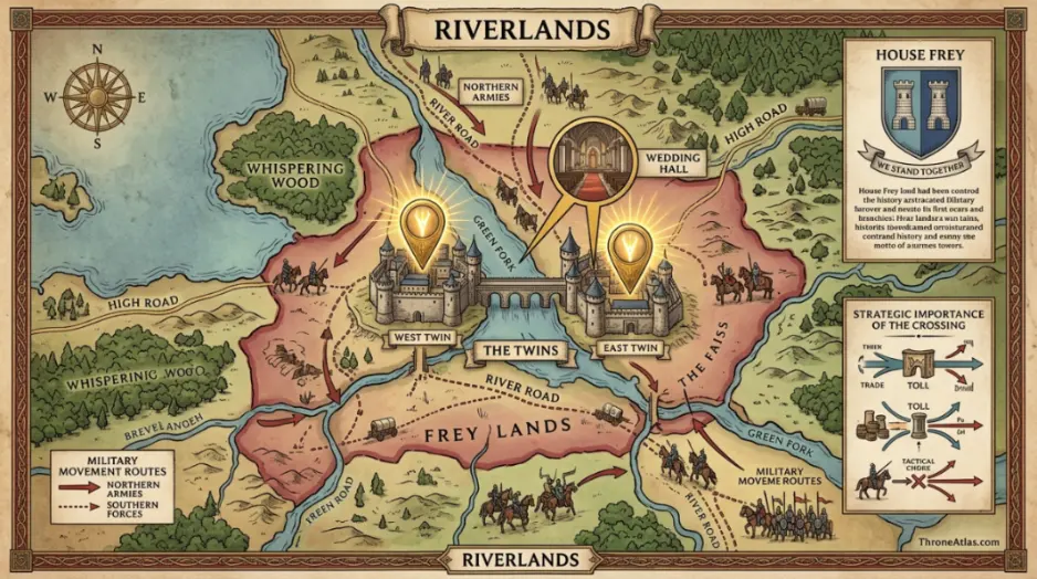 The Twins Map route and travel corridor reference image in Westeros style