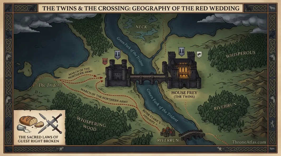 The Twins Map historical lore image with dark fantasy geography mood