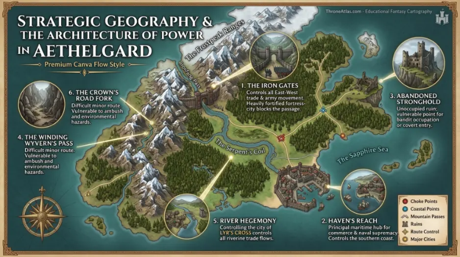 The Wall Map historical lore image with dark fantasy geography mood