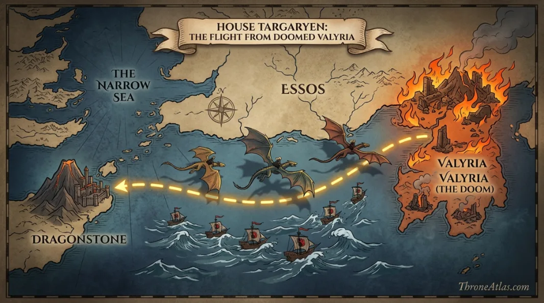 Valyria Map historical lore image with dark fantasy geography mood