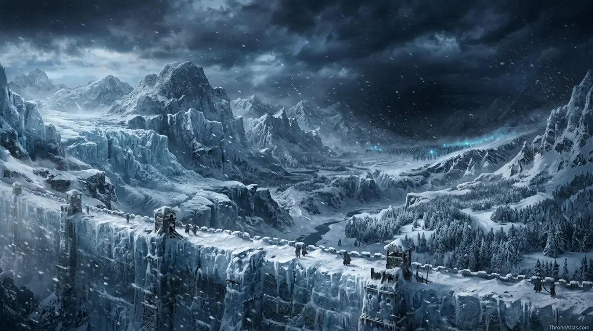 White Walker map mood image showing dark snowy forest beyond the Wall