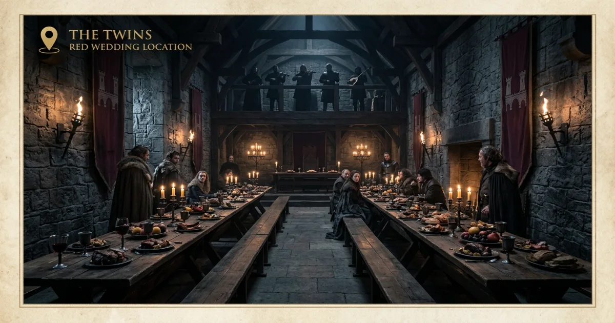The Twins map location for House Frey showing bridge fortress crossing power