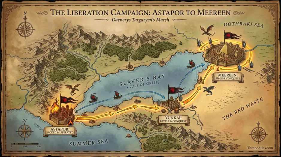 Astapor map lore context with surrounding Westeros and Essos geography