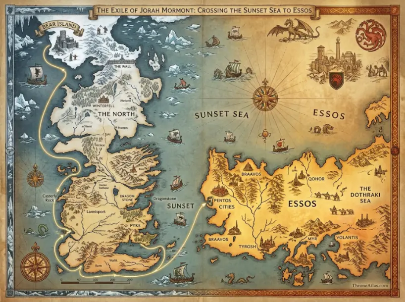 Bear Island Map route overlay with connected houses and story movement