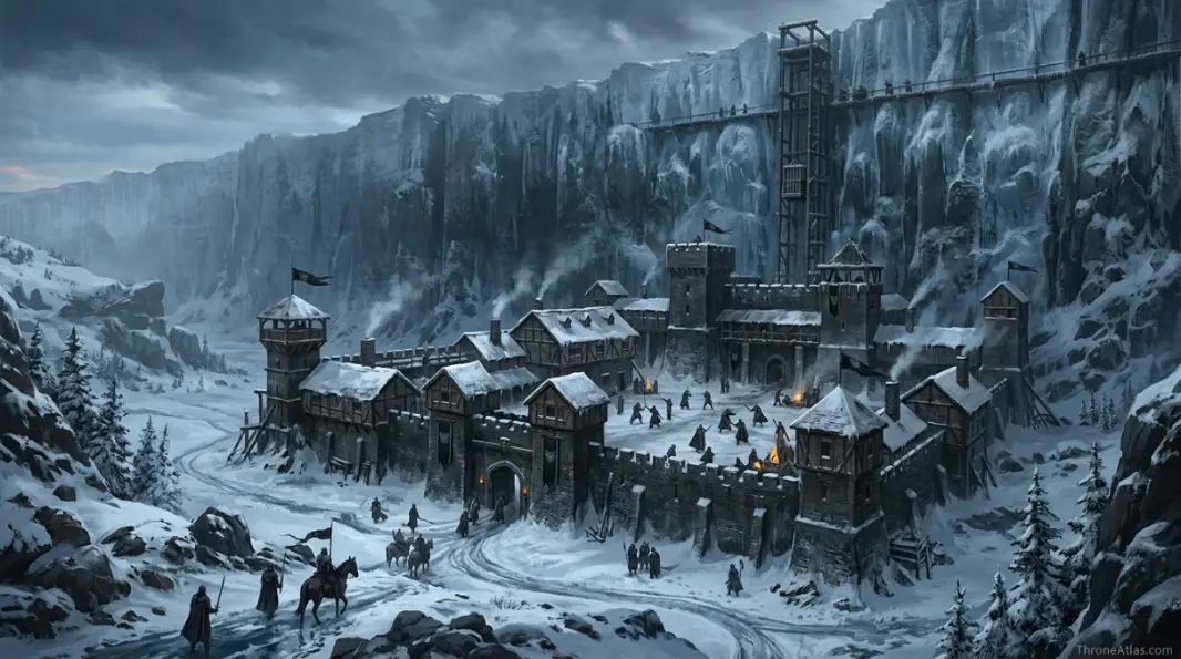Castle Black map image showing snowy mountain wall atmosphere for Night&rsquo;s Watch headquarters