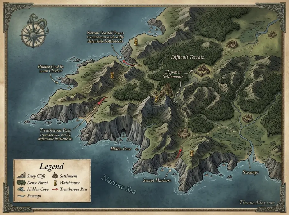 Crackclaw Point map route context visual guide