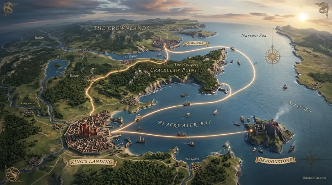 Crackclaw Point map route and region context in Westeros