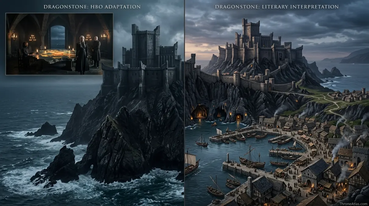 Dragonstone map regional overview with nearby Westeros landmarks