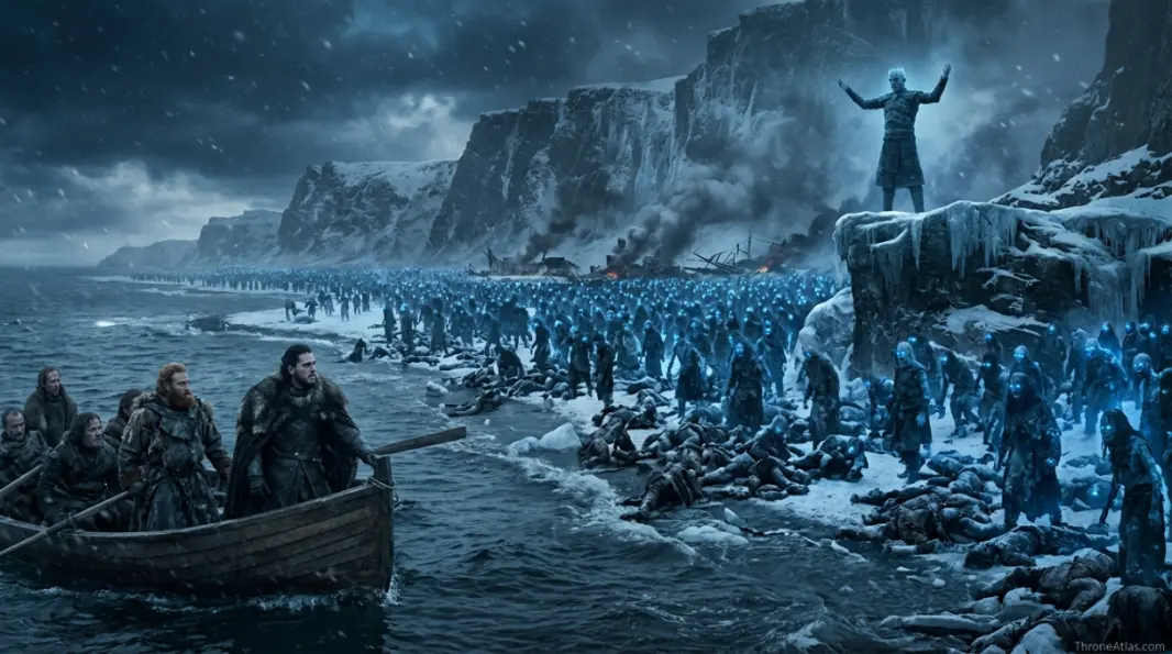 Hardhome survivor boat exit image on cold northern sea