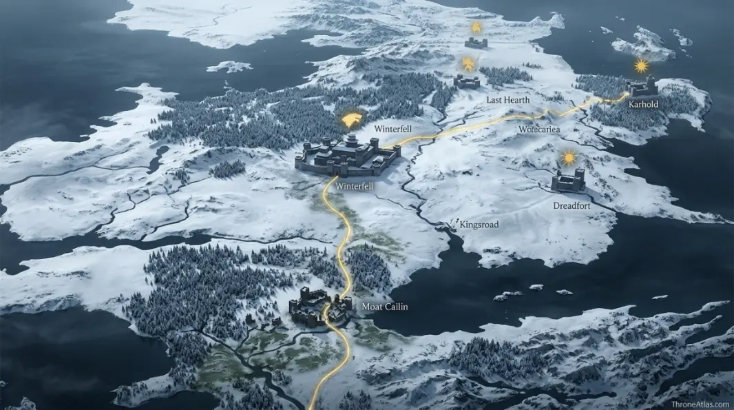 House Karstark map lore context with surrounding Westeros and Essos geography