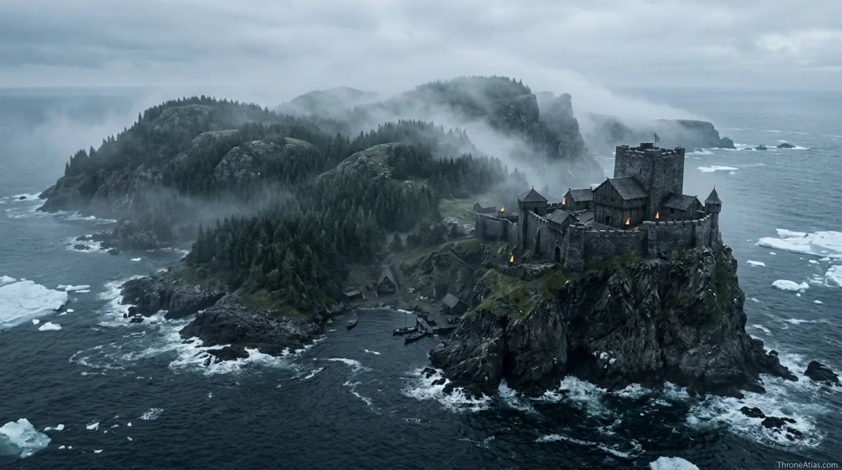 House Mormont map image showing rugged northern island forest and Bear Island atmosphere